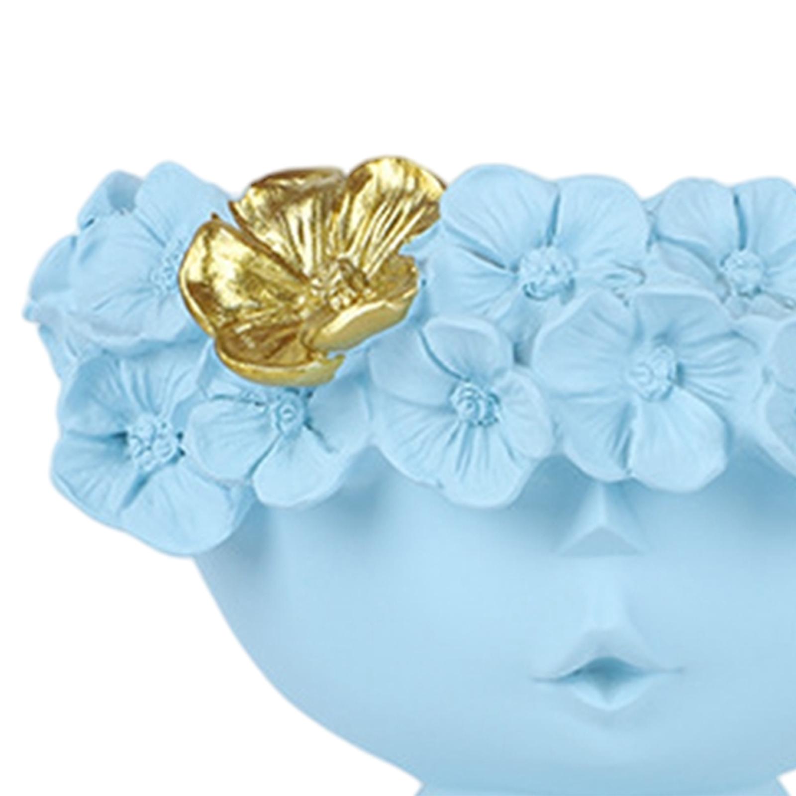 Resin Art Table Top - クリエイティブなセラミック製女性の顔をモチーフにしたアート花瓶、北欧風の抽象的な少女の頭部をモチーフにした植木鉢、モダンな家の装飾、リビングルーム用の装飾花瓶