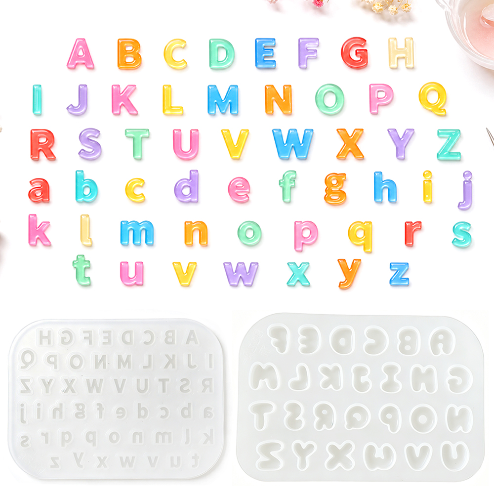 Resin Art Alphabet - S0321ミニサイズシリコンモールド DIYクリスタルエポキシ樹脂 大文字小文字文字ジュエリー製作 アルファベットモールド
