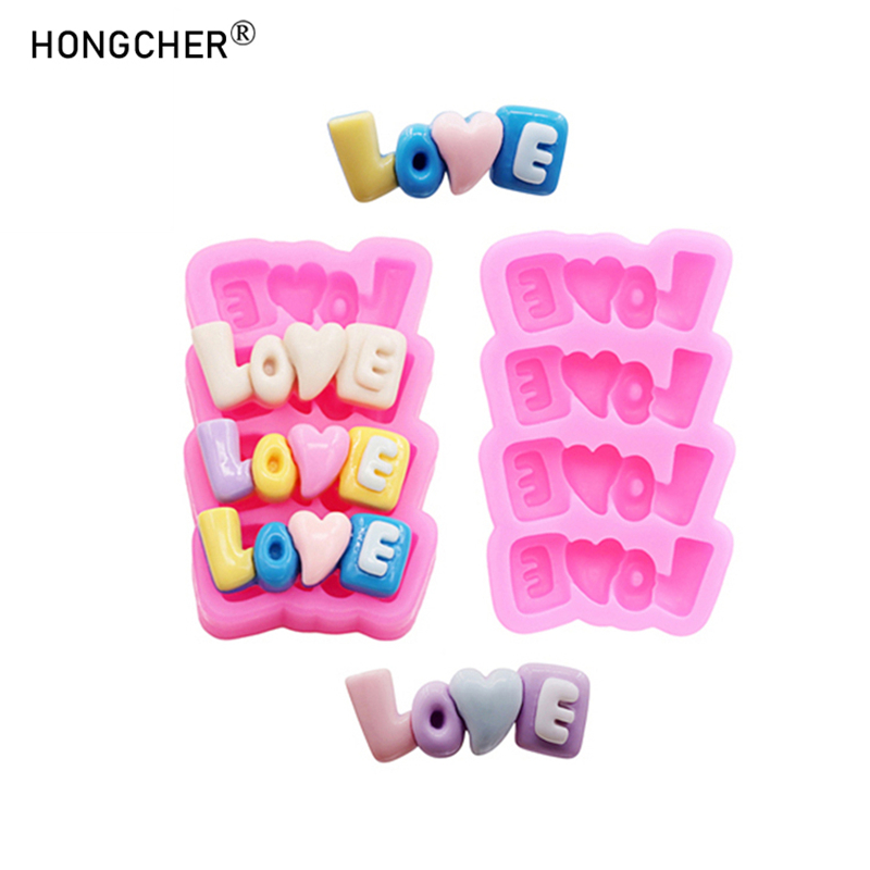 Resin Art Alphabet - LOVEレターシリコンモールドDIY電話ケースヘアアクセサリー頭飾り樹脂アクセサリー冷蔵庫水カップデコレーションモールド