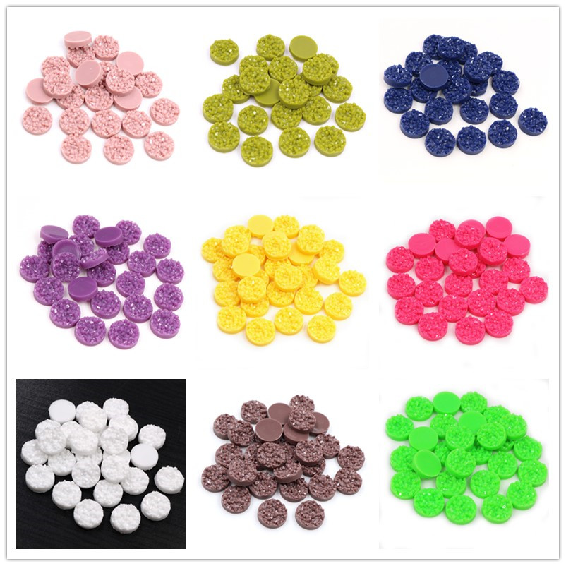 Resin Art Calligraphy - 40 個樹脂 Druzy カボションドーム 8/10/12 ミリメートルフラットバックラウンドカボションイヤリングネックレス