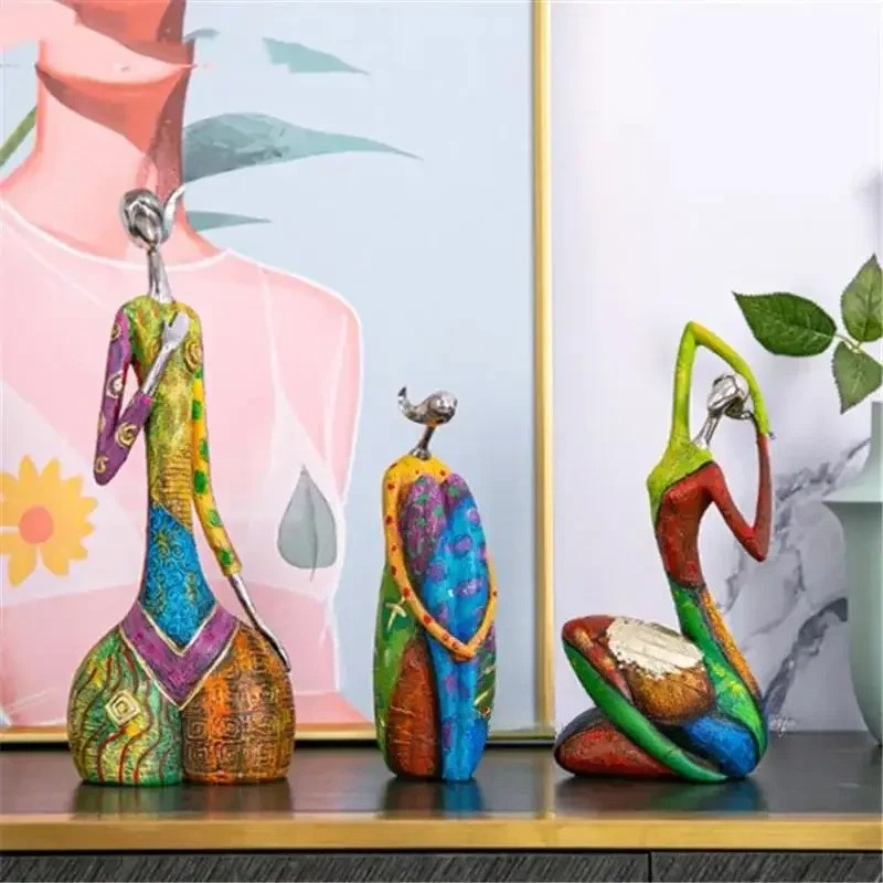 Resin Art Workshop - 絵画女性樹脂像置物インテリアホームルームリビング装飾アクセサリー現代彫刻 A3548 アート装飾
