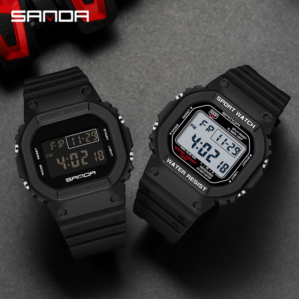 Resin Art Underwater - SANDA 2107 子供用腕時計男性防水スポーツ腕時計少年少女電子時計レロジオ Masculino LED ランプディスプレイ腕時計
