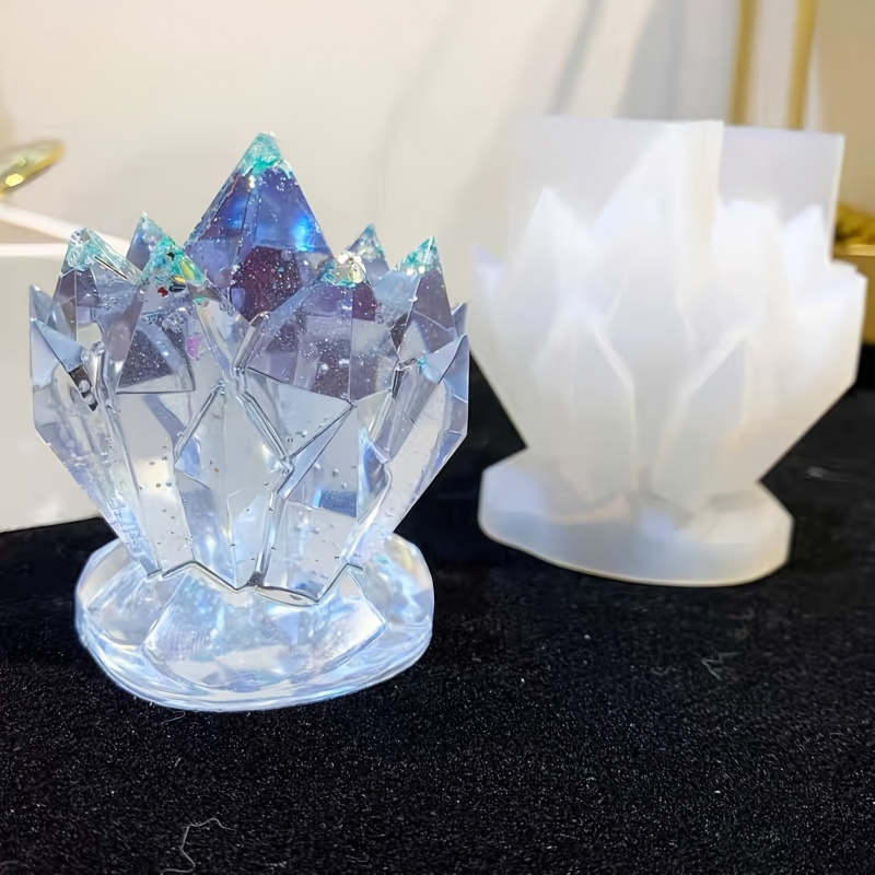 Resin Art Mold - シリコンモールドキャンドル,クリスタルクラスター装飾,時計ジュエリー,エポキシ成形金型,1個