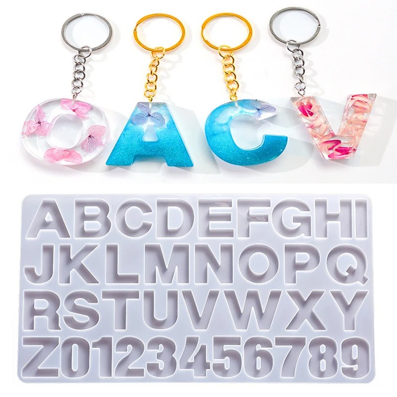 Resin Art Alphabet - アルファベットエポキシ樹脂シリコーン型 DIY 文字番号ペンダント樹脂型キーホルダーイヤリングエポキシ樹脂ジュエリー工芸品鋳型