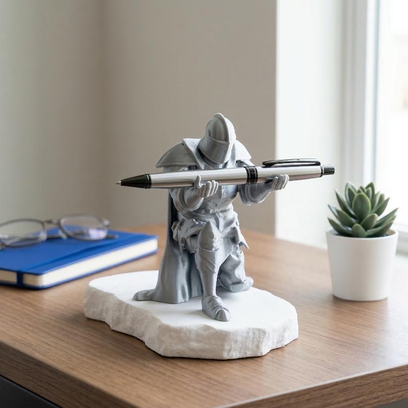Resin Art Workshop - 騎士ペンホルダー樹脂中世鎧デスクオーガナイザー画材オフィス用家の装飾アートペイント用絵筆収納スタンド