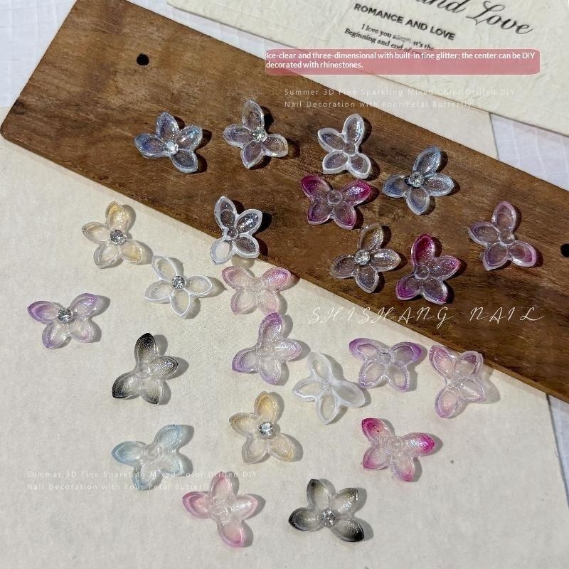 Resin Art Using Flowers - 30個入り 3Dグリッターレジン製蝶と花のネイルチャーム、光沢のあるラインストーンセンター付き、DIYネイルアートやネイルサロンでの使用に最適+〜