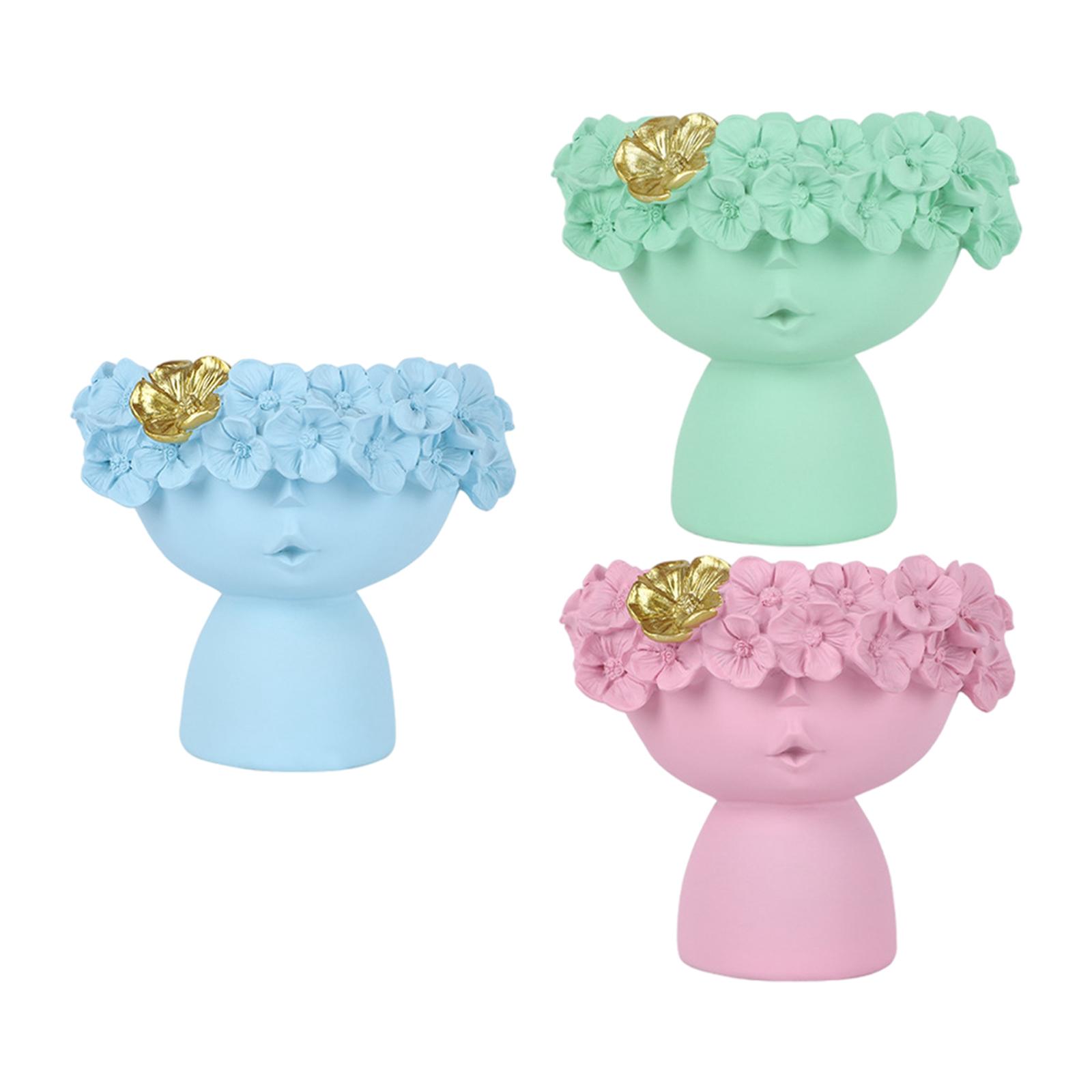 クリエイティブなセラミック製女性の顔をモチーフにしたアート花 - Resin Art Table Top のレビューと価格