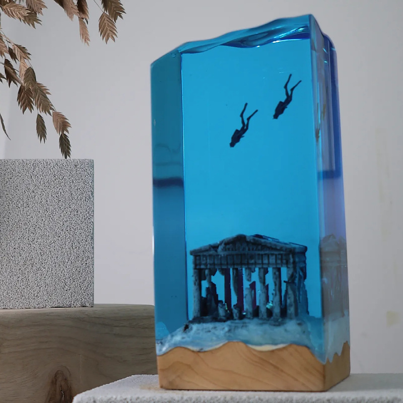 新しいマリンアート家の装飾品手工芸品木製樹脂彫刻品洞窟のよう - Resin Art Table Top のレビューと価格
