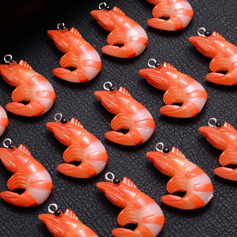 10 個アクリル樹脂漫画シーフードチャーム 3D 模擬ロブス - Resin Art Accessories のレビューと価格