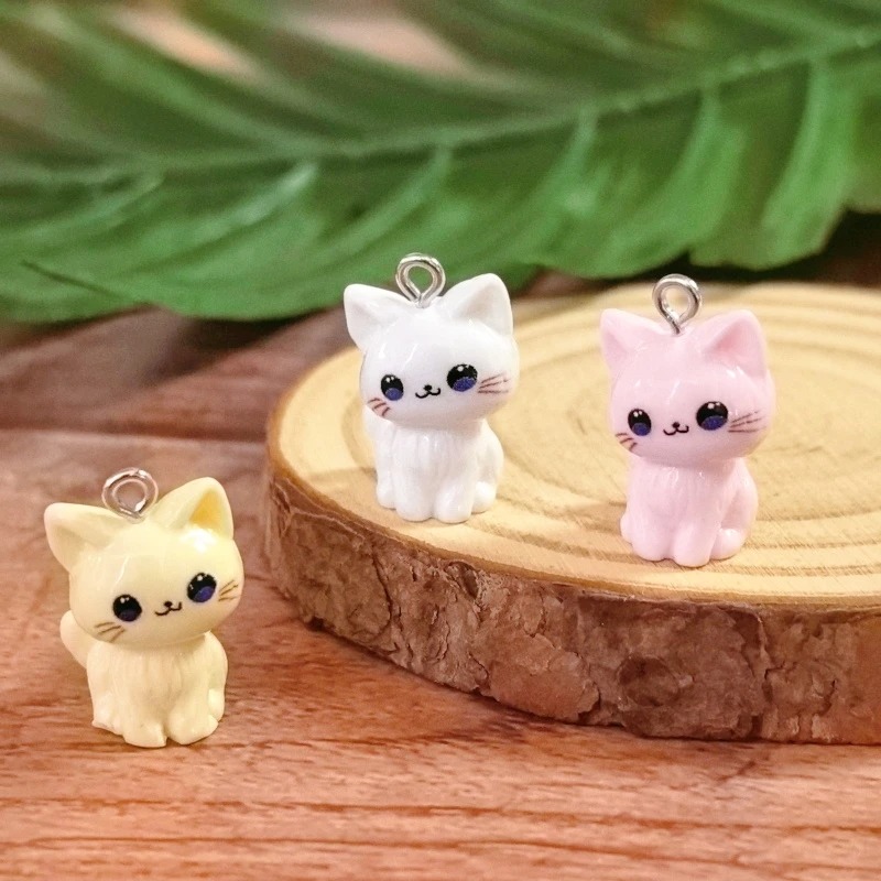 10 個 3D かわいいハッピーキャット樹脂チャーム子猫動物 - Resin Art Accessories のレビューと価格