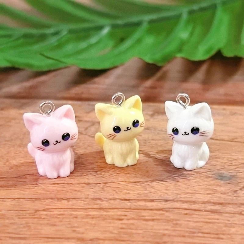 10 個 3D かわいいハッピーキャット樹脂チャーム子猫動物 - Resin Art Accessories のレビューと価格