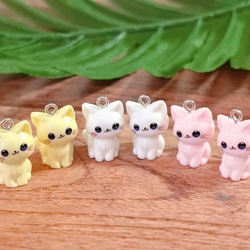 10 個 3D かわいいハッピーキャット樹脂チャーム子猫動物 - Resin Art Accessories のレビューと価格