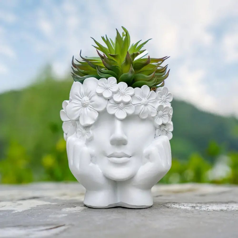 クリエイティブな女性の顔のフラワーポット、フラワーガールフラ - Resin Art Using Flowers のレビューと価格