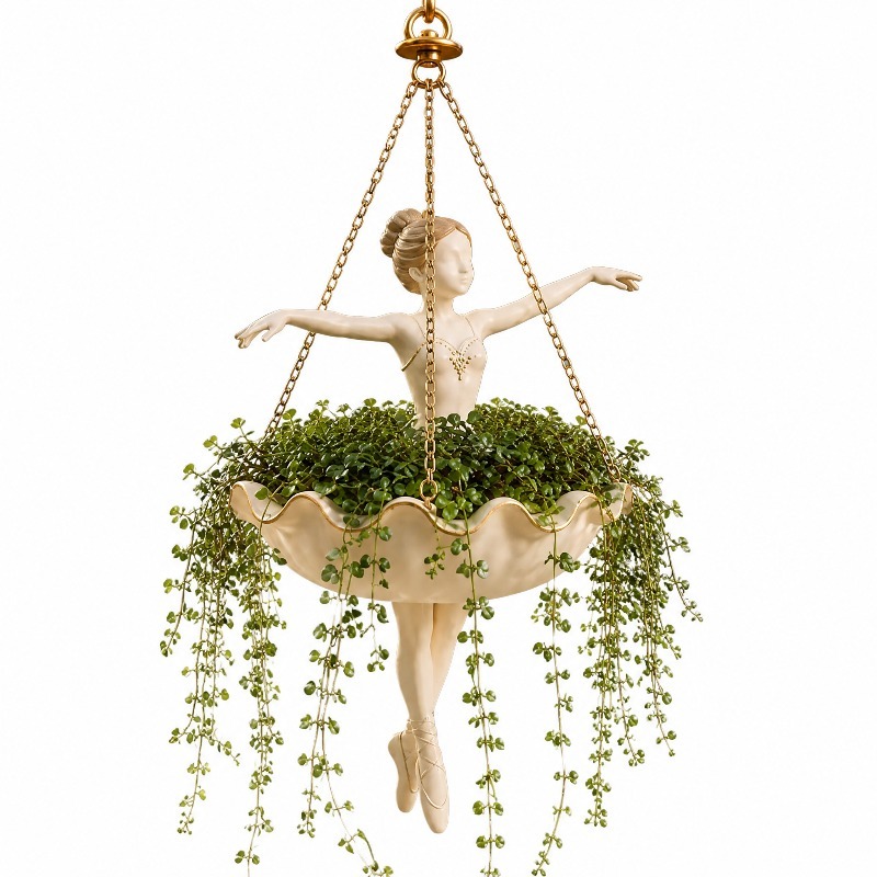 装飾的なバレリーナ型吊り下げプランター、吊り下げバスケット、 - Resin Art Using Flowers のレビューと価格