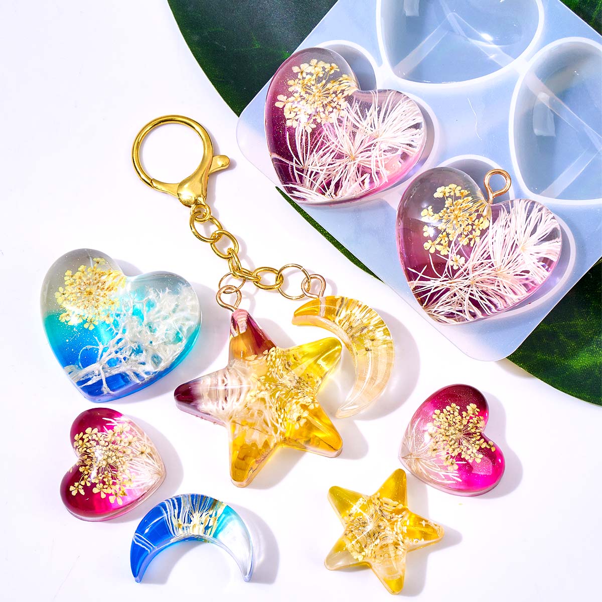 ハートスタームーンペンダントシリコンモールド DIY エポキ - Resin Art Heart のレビューと価格