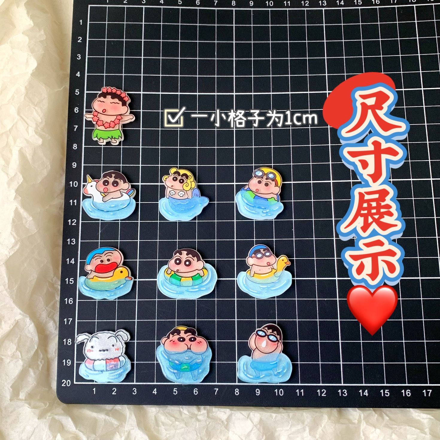 クレヨンしんちゃん樹脂製アクセサリー、扇子、水筒、靴のバック - Resin Art Accessories のレビューと価格