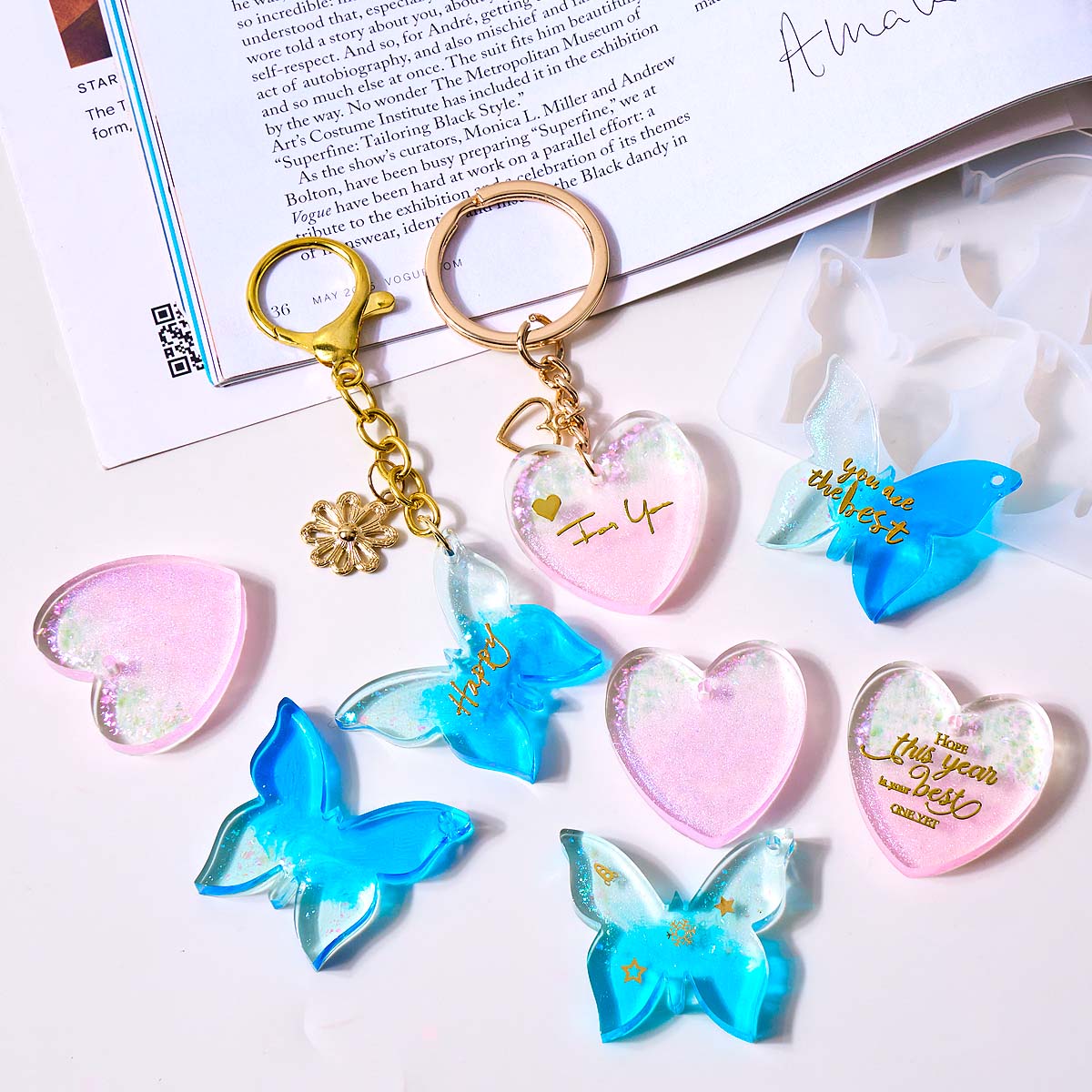 6穴付きイヤリングシリコンモールドDIYハート蝶形エポキシ樹 - Resin Art Heart のレビューと価格