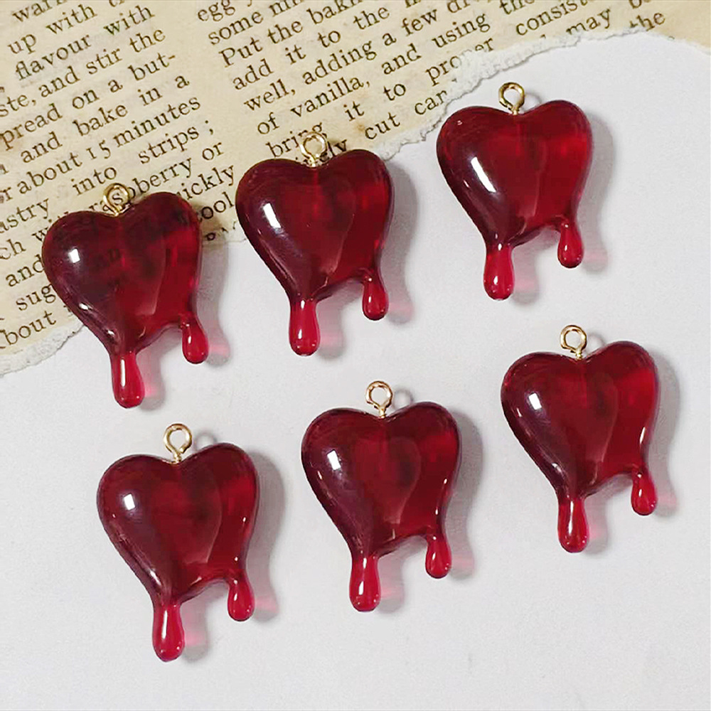 10 個ドロップブラッドハート型樹脂チャームハロウィンペンダ - Resin Art Heart のレビューと価格