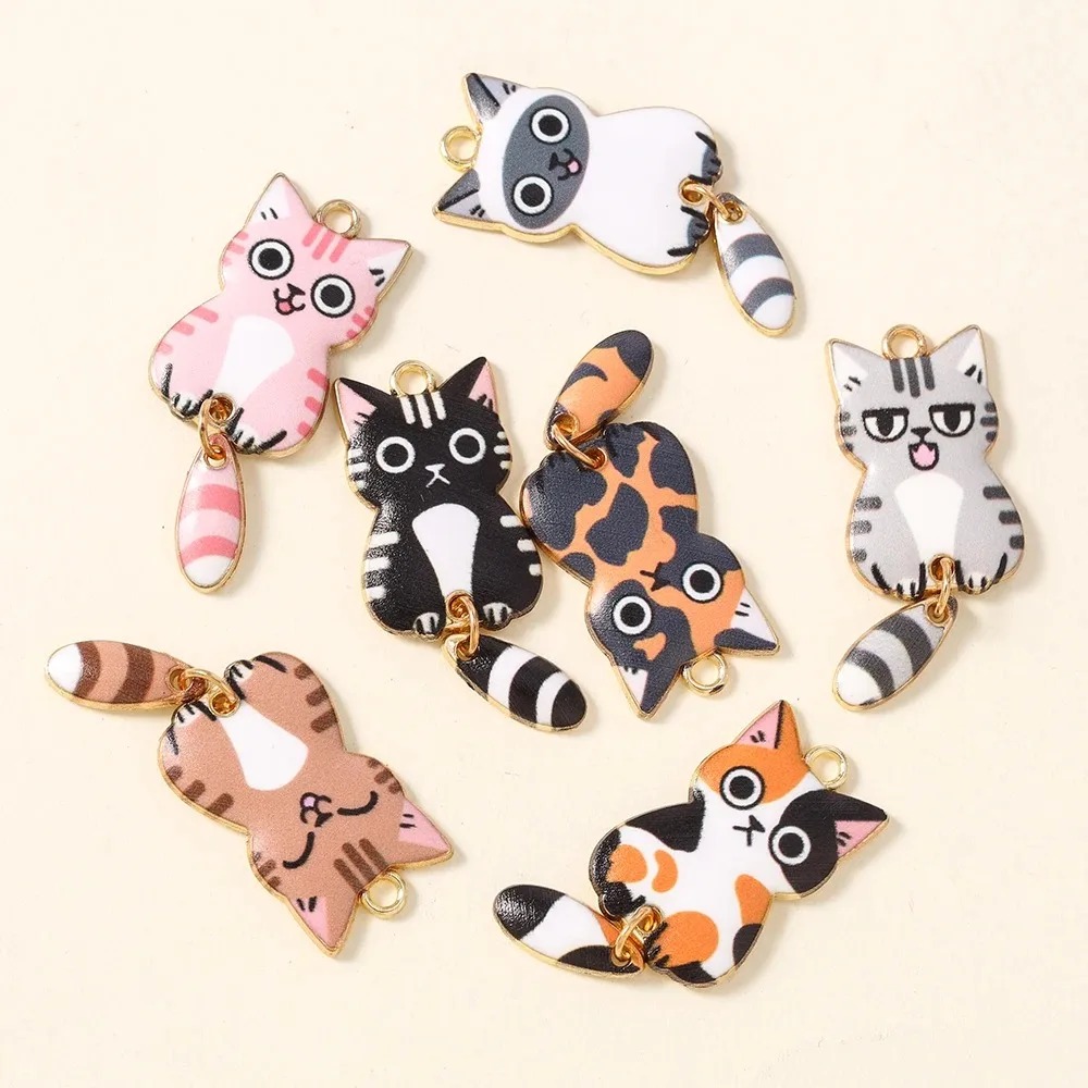 10 個 16 × 39 ミリメートルかわいい漫画猫樹脂チャ - Resin Art Calligraphy のレビューと価格