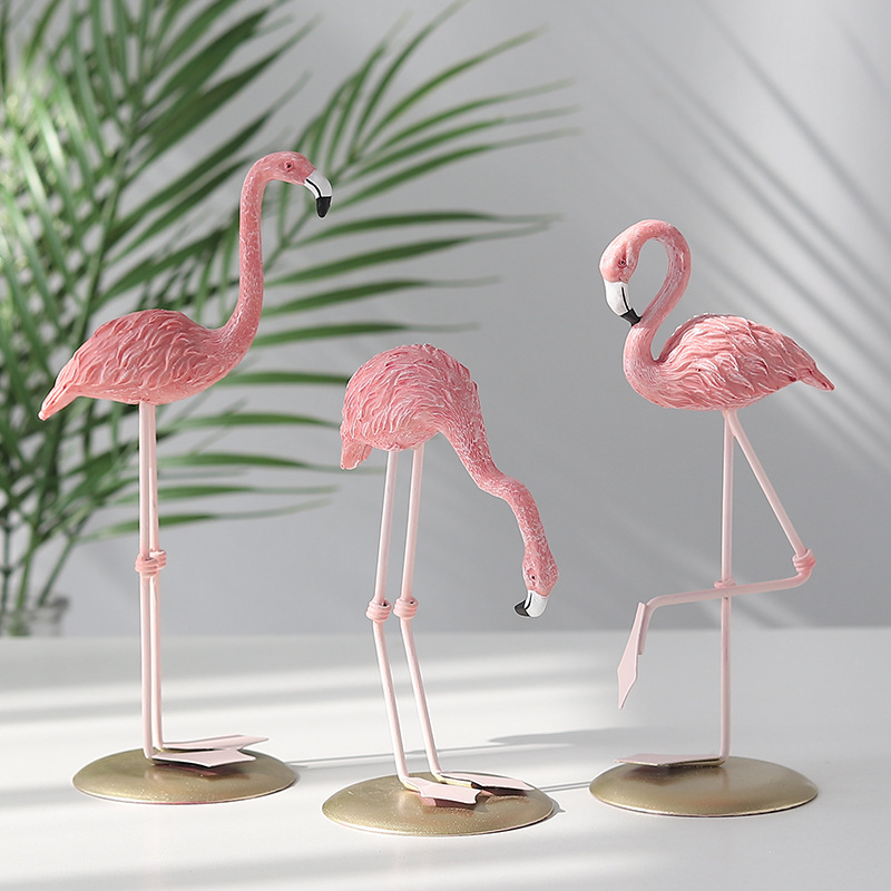 ピンクのフラミンゴの置物3個セット 熱帯鳥の卓上装飾 モダン - Resin Art For Wedding Gift のレビューと価格