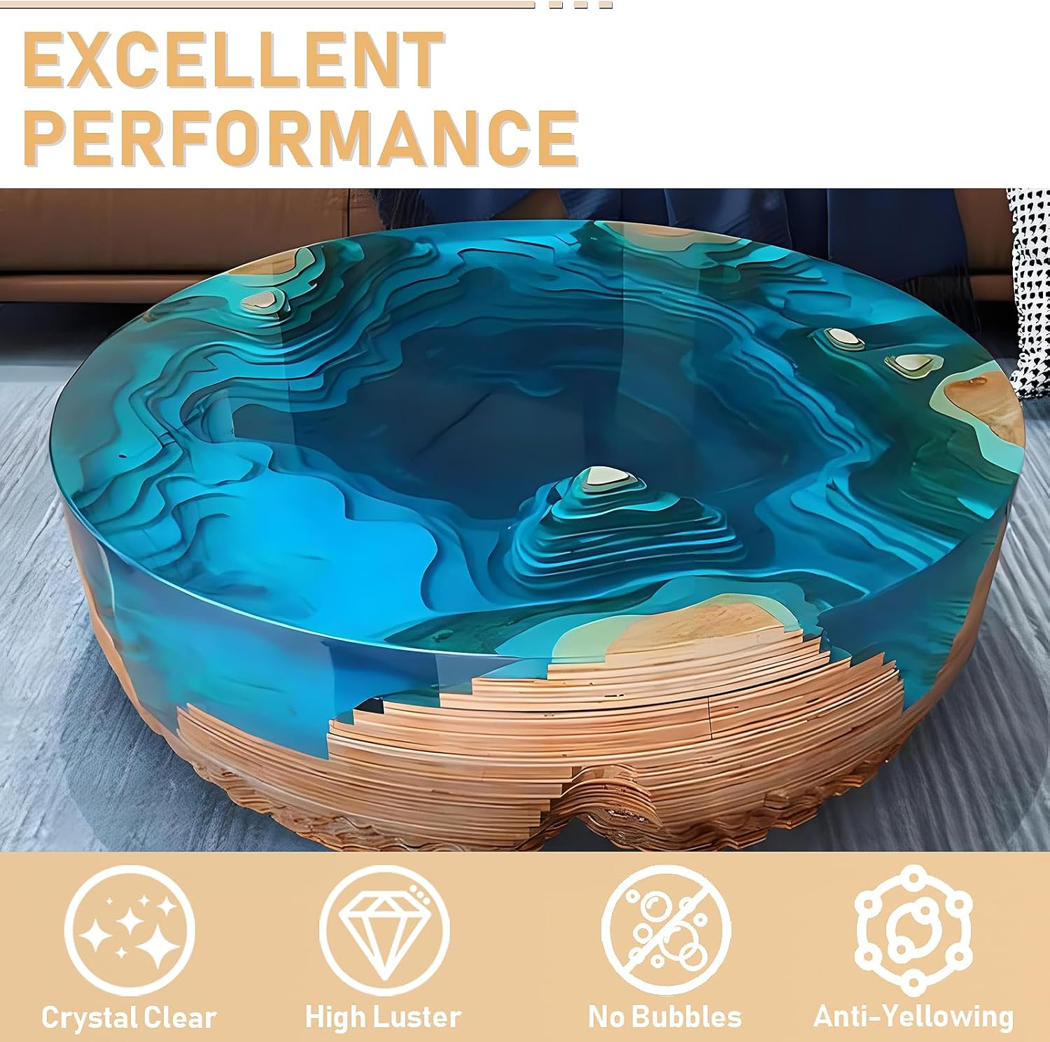 17.6オンス/33.8オンス AB樹脂エポキシ接着剤 UV - Resin Art Table Top のレビューと価格
