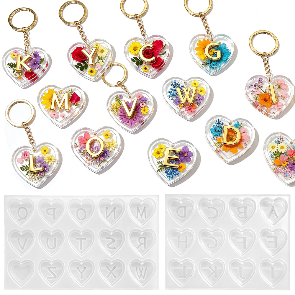 26文字とハート型シリコンモールド エポキシ樹脂 DIY パ - Resin Art Heart のレビューと価格