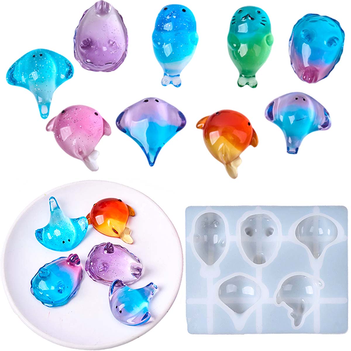 3Dヒーリング可愛いマンタ鯨シリコンモールドDIYキーホルダ - Resin Art Mold のレビューと価格