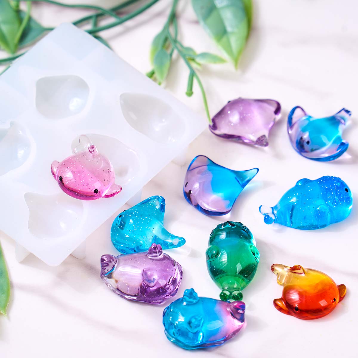 3Dヒーリング可愛いマンタ鯨シリコンモールドDIYキーホルダ - Resin Art Mold のレビューと価格