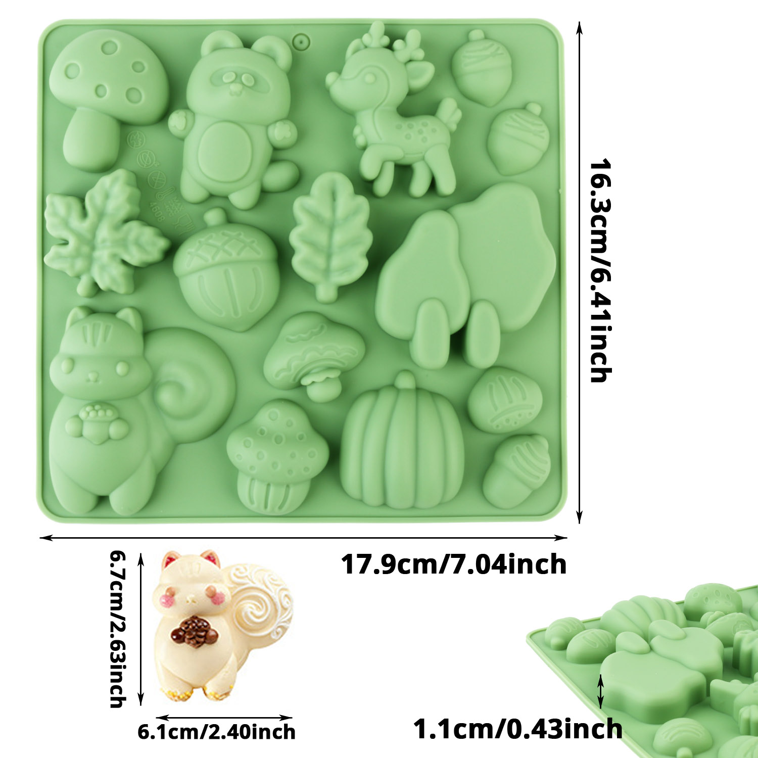 1個の動物の形をしたシリコンケーキ型、リスや鹿など、様々な動 - Resin Art Accessories のレビューと価格