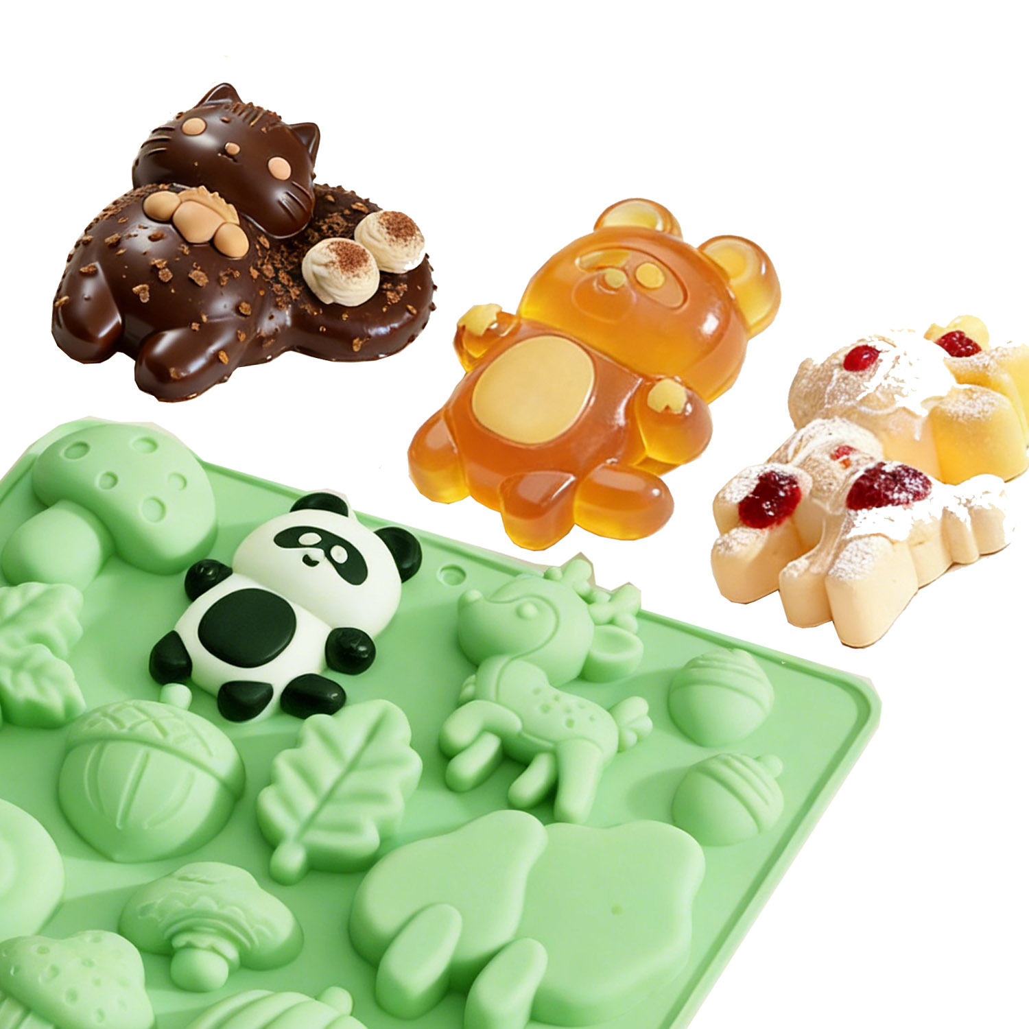 1個の動物の形をしたシリコンケーキ型、リスや鹿など、様々な動 - Resin Art Accessories のレビューと価格