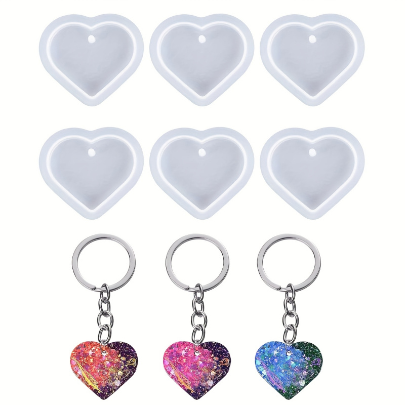 6個のハート型樹脂型セット、ハート型キーホルダーシリコン型、 - Resin Art Heart のレビューと価格