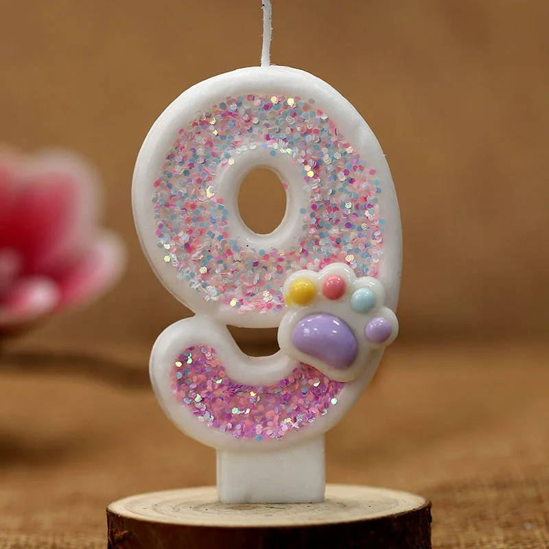 クリエイティブかわいい猫の足ケーキ番号誕生日キャンドルピンク - Resin Art Alphabet のレビューと価格