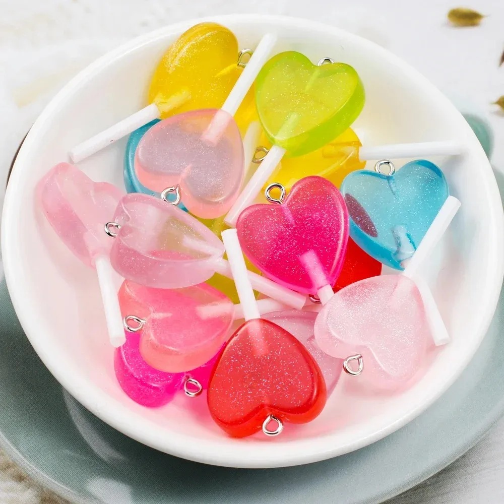 10個入り カワイイキラキラハートロリポップ レジンチャーム - Resin Art Calligraphy のレビューと価格