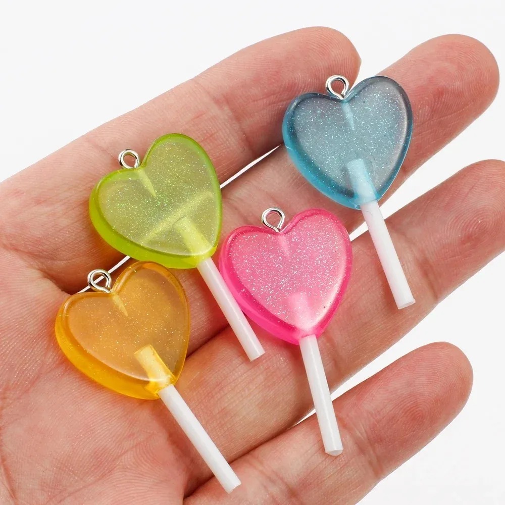 10個入り カワイイキラキラハートロリポップ レジンチャーム - Resin Art Calligraphy のレビューと価格