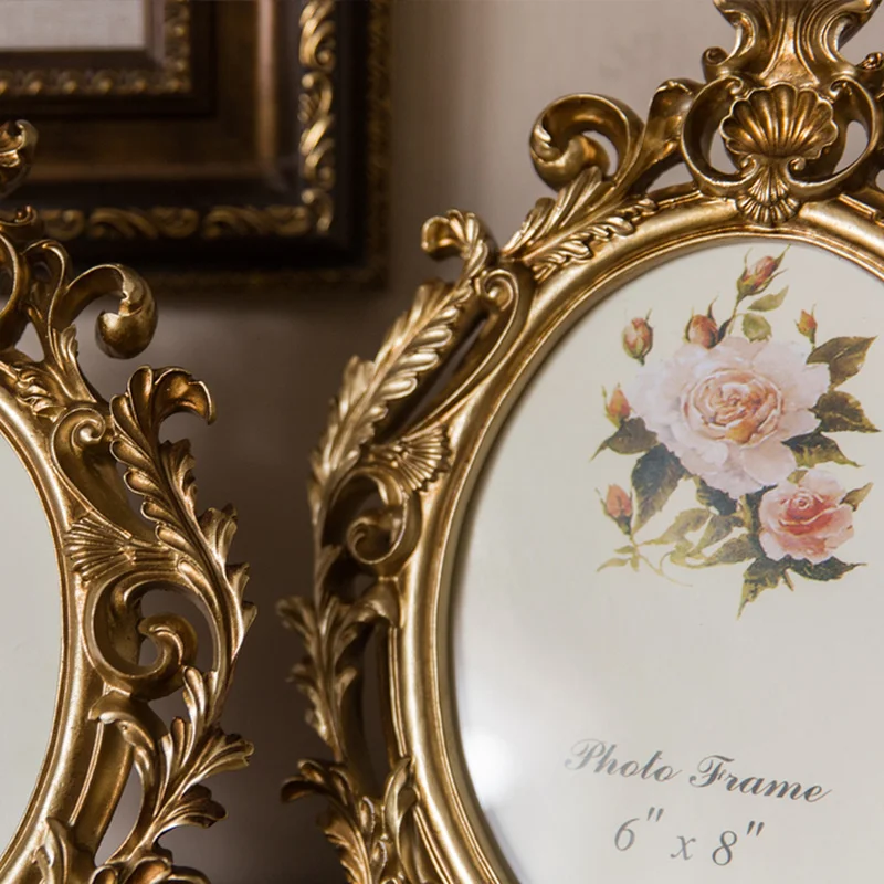 レトロゴールドオーバル樹脂製フォトフレーム、デスクトップ装飾 - Resin Art For Wedding Gift のレビューと価格